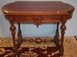 Burl Walnut Victorian Parlor Table with Drawer