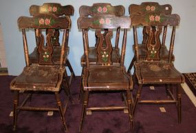 Set of Six Early Stenciled Painted Chairs