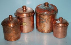 Four Copper Containers Made in Chile Cobre