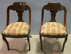 Pair of Early Crotch Mahogany Empire Hip Hugger Side Chairs