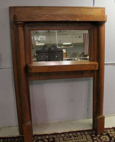 Oak Mirrored Back Mantle with Columns
