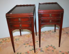 Pair of Mahogany Gallery Top Two Drawer End Tables