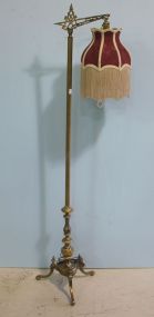 Brass Floor Lamp with Fringed Shade