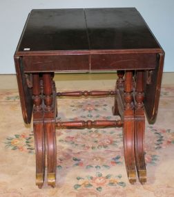 Mahogany Four Pedestal Dropleaf Table with One Skirted Leaf