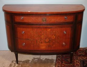 Satinwood Demilune Chest with Inlaid Flower Basket