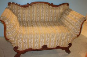 Oak Clawfoot Settee with Reclining Ends