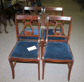Set of Four Vintage Lyre Back Duncan Phyfe Style Side Chairs