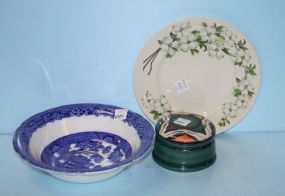 96 Gail Pittman Covered Jar along with Two Dishes