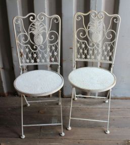 Pair of Pineapple Iron Chairs