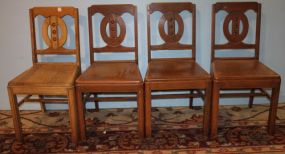 Four Oak Hoosier Style Chairs
