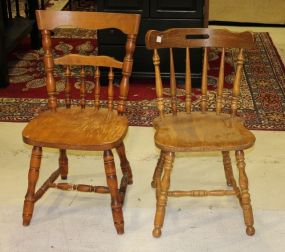 Two Wood Seat Tavern Style Chairs
