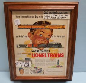1950 Lionel Train Advertising Picture Featuring Joe Dimaggio