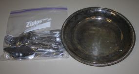 Group of Stainless Flatware and Silverplate Dish