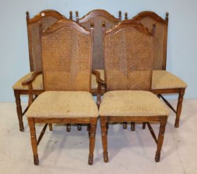 Five Oak Cane Back Dining Chairs