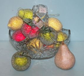 Cut Glass Basket with Contemporary Beaded Fruit