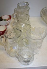 Group of Seven Glass Pitchers