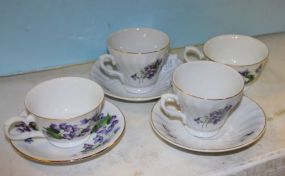 Four Cups and Three Saucers in February Violet