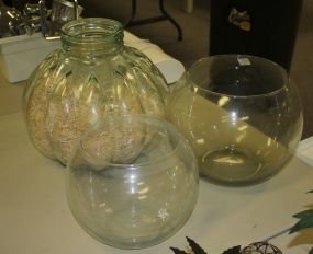 Group of Three Glass Fish or Rose Bowls