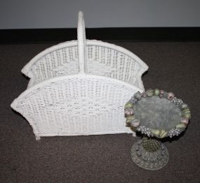 Wicker Basket and a Resin Compote