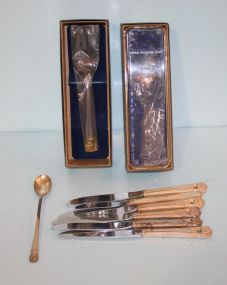 1847 Rogers Brothers Ladle and Meat Fork along with Set of Knives and a Ice Tea Spoon