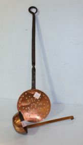 Copper and Iron Sifter along with a Brass Dipper