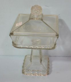 Early Pressed Glass Lidded Candy Jar