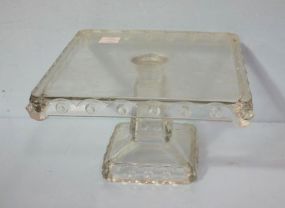 Square Pressed Glass Cake Stand