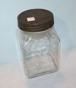 Antique 4qt Square Glass Jar