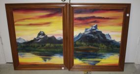 Pair of Oil Paintings of Mountains