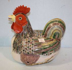 Hand Painted Porcelain Rooster on Nest
