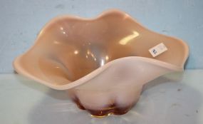 Duncan Miller Peach Glass Ruffled Bowl