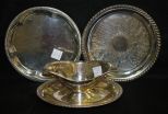 Castleton Silverplate Gravy Boat and Two Small Trays
