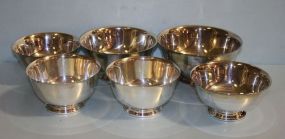 Three Rogers, Paul Revere Reproduction Bowls along with Three Reed and Barton Silverplate Bowls