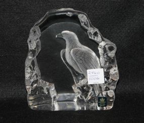 Swedish Art Glass Crystal Eagle Sculpture, signed by Mats Jonasson