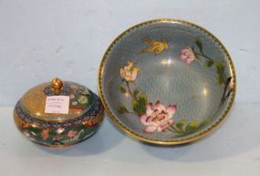 20th Century Cloisonne Bowl along with Cloisonne Covered Dish