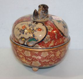 Contemporary Marked Imari Japan Covered Dish with Foo Dog Lid