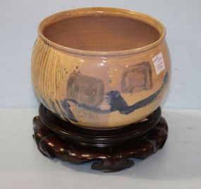 1979 Artist Signed Pottery Bowl on Stand