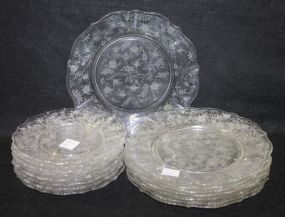 Two Sets of Etched rose Elegant Glass Plates