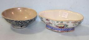 Hand Painted Oriental Style Dish along with a Round Dish