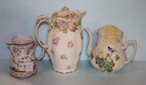 Two Porcelain Teapots and Small Pitcher