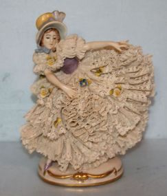 Vintage Porcelain Lady with Lace Dress