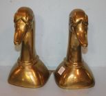 Large Pair of Brass Duck Head Bookends