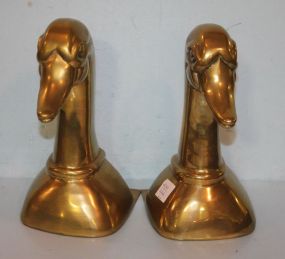 Large Pair of Brass Duck Head Bookends