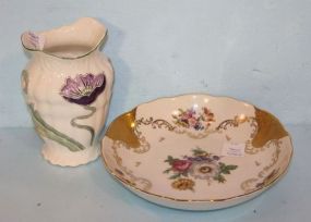 English Porcelain Art Nouveaux Vase and a Hand Painted Portugal Bowl