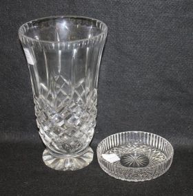 Crystal Glass Vase and a Cut Glass Coaster