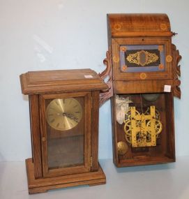 Contemporary Mantel Clock and an Antique English Wall Clock