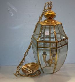 Bevel Glass Hanging Brass Light
