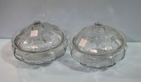 Pair of Press Glass Covered Dishes