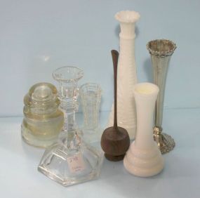 Group of Seven Vases and Candleholder