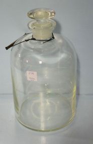 Large Glass Jar with Glass Stopper and Metal Handle